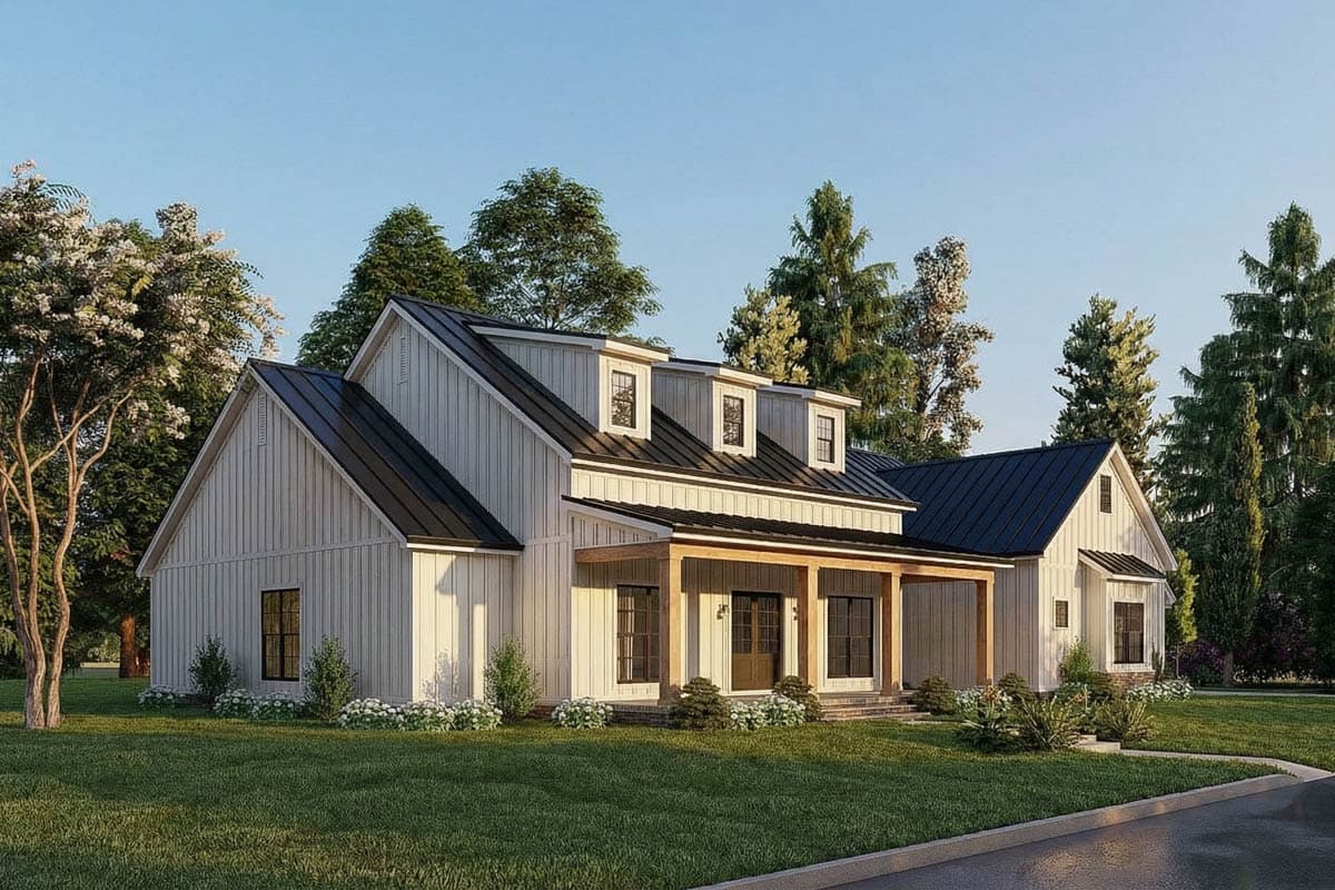 Plan 70678MK: Modern Farmhouse Plan with Three Shed Dormers and a Flex Room - 2343 Sq Ft - Image #5 - Country, Modern Farmhouse, New American