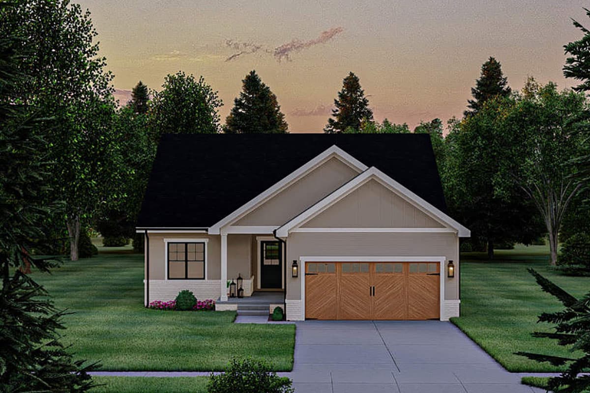 Plan 62953DJ: Affordable 2-Bed Ranch Plan with Lower Level Expansion Possibilities - 1192 Sq Ft - Image #8 - Country, Craftsman, Ranch, Traditional