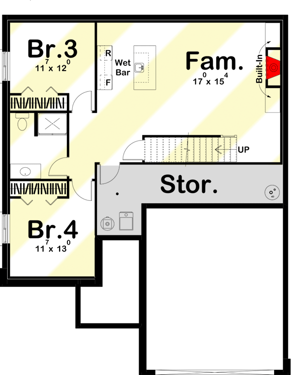 Plan 62953DJ: Affordable 2-Bed Ranch Plan with Lower Level Expansion Possibilities - 1192 Sq Ft - Floor Plan - Optional Lower Level Layout ($ Paid Option) - Country, Craftsman, Ranch, Traditional