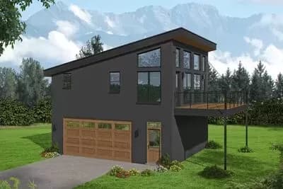 Contemporary Carriage House Plan with Balcony