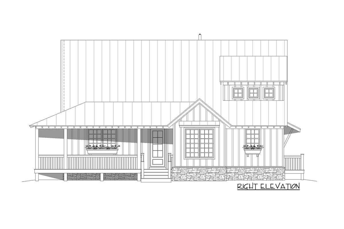 Plan 68695VR: Country Cottage Plan with Two-story Great Room - 2200 Sq Ft - Image #5 - Country, Farmhouse, Traditional