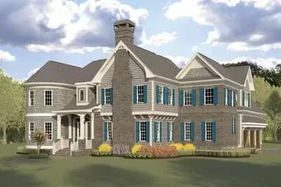 European House Plan with Round Design Element