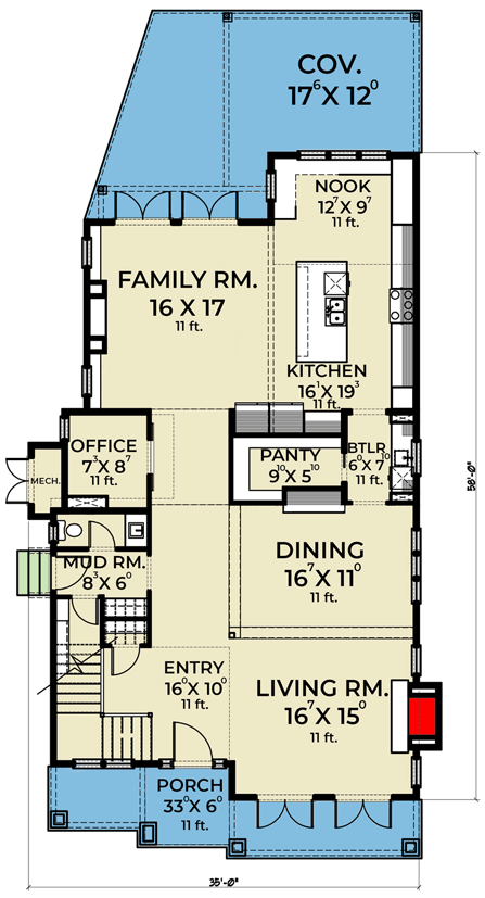 Plan 280110JWD: European Cottage Plan with Option to Finish Studio over Garage - Floor Plan - Main Level - Cottage, European, Farmhouse, Modern Farmhouse, New American, Northwest, Traditional
