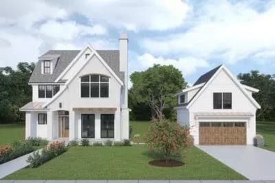European Cottage Plan with Option to Finish Studio over Garage