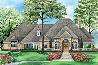 European Home Plan with Wrap-around Porch and Game Room - 4891 Sq Ft