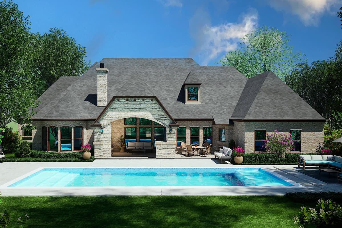 Plan 36637TX: French Country House Plan with 4 Bonus Rooms Upstairs - 4171 Sq Ft - Image #5 - European, French Country, Traditional