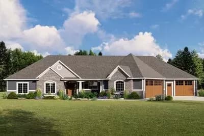 3-Bed Ranch Home Plan with Large Game Room