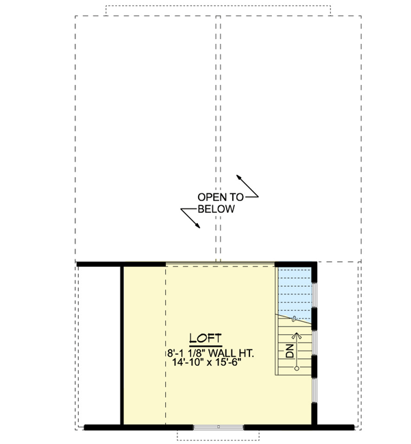 Plan 135010GRA: 3-Bed House Plan with Loft Beneath Gabled Roof - 1343 Sq Ft - Floor Plan - 2nd Floor - Coastal, Mountain, Vacation