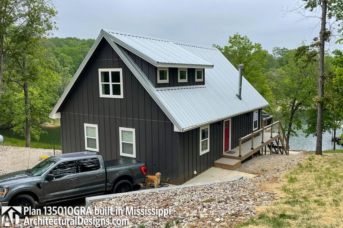 Plan 135010GRA: 3-Bed House Plan with Loft Beneath Gabled Roof - 1343 Sq Ft - Image #4 - Coastal, Mountain, Vacation