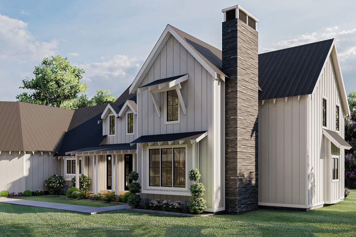 Plan 62957DJ: 4-Bedroom Modern Farmhouse Plan with Angled Garage - Image #7 - Country, Farmhouse, Modern Farmhouse, New American, Traditional