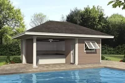 Poolhouse Plan with Bar and Bath
