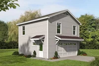 2-Bed Traditional Carriage House Plan - 576 Sq Ft Apartment 