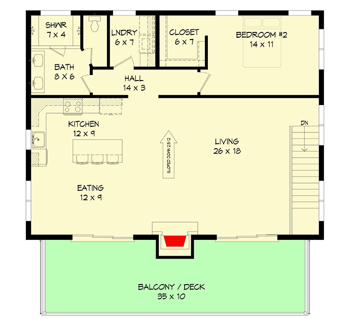 Plan 68699VR: 3-level Garage Apartment with 2 Drive-through Bays - Floor Plan - 3rd Floor - Contemporary, Modern