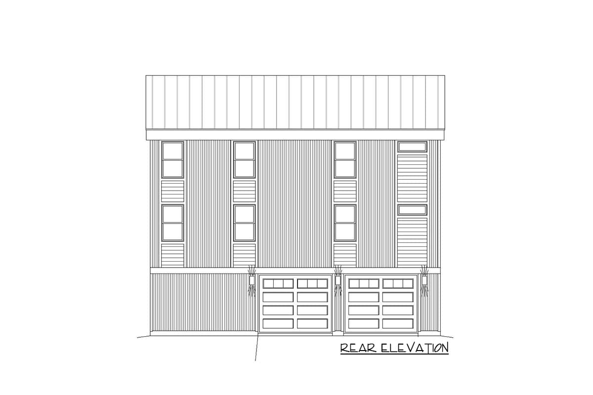 Plan 68699VR: 3-level Garage Apartment with 2 Drive-through Bays - Image #4 - Contemporary, Modern