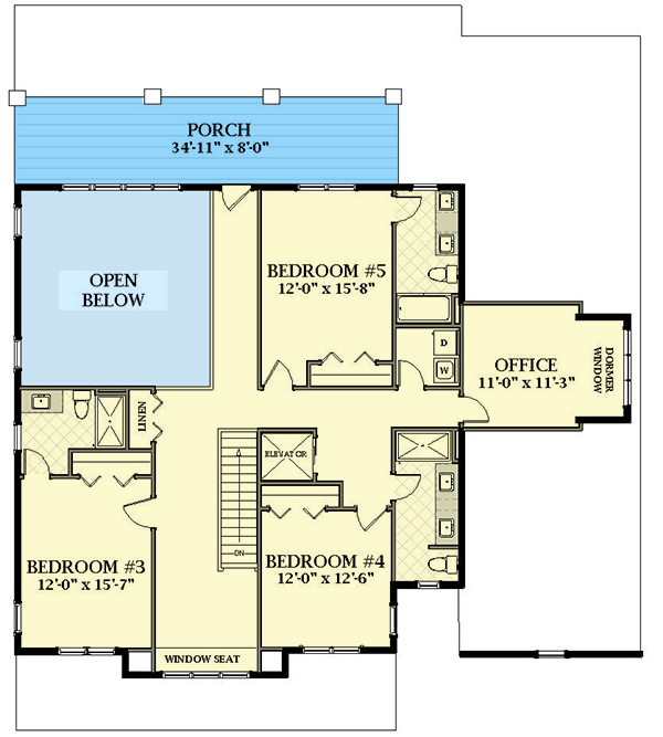 Plan 46418LA: Exclusive Southern Beach House Plan with Two Laundry Rooms and Optional In-law Suite - Floor Plan - Upper Floor - Beach, Coastal, Coastal Contemporary, Low Country, Southern