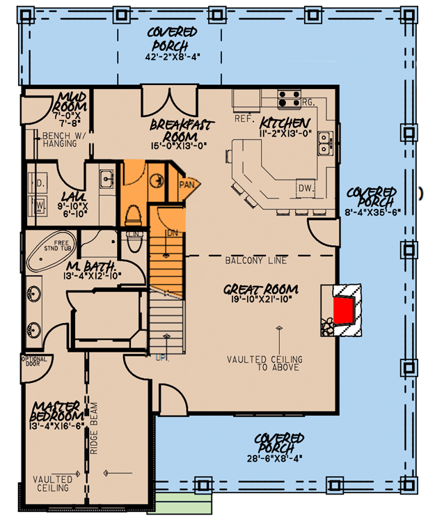 Plan 70682MK: Rustic House Plan with Vaulted Ceiling and Optional Garage - 2006 Sq Ft - Floor Plan - Main Level: Basement Version - Cabin, Country, Craftsman, Mountain, Rustic