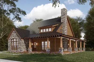Rustic House Plan with Vaulted Ceiling and Optional Garage - 2006 Sq Ft
