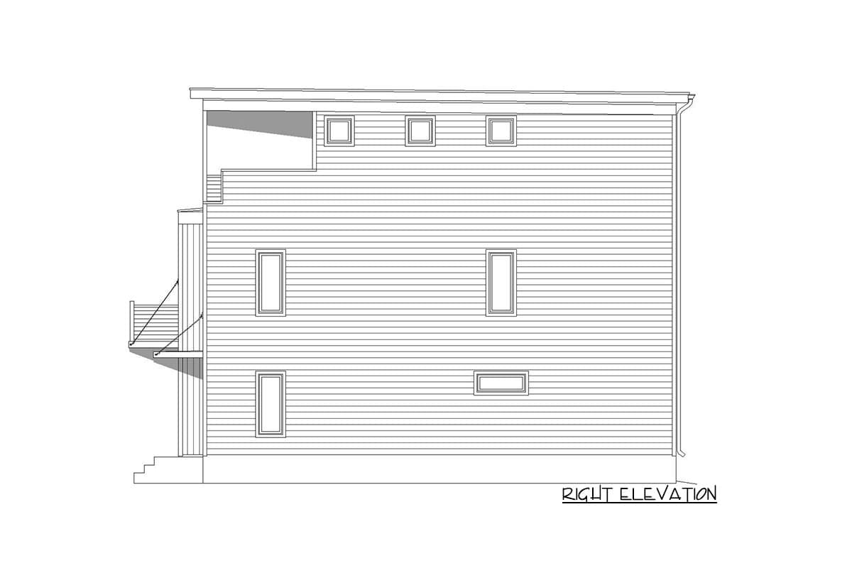 Plan 68703VR: Modern Contemporary 3-Story Home Plan Ideal for Narrow Lot - Image #5 - Contemporary, Modern