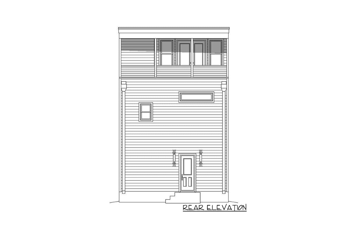 Plan 68704VR: Narrow 3-story Contemporary House Plan with Decks and Balconies - Image #4