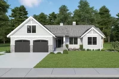 New American House Plan with Bonus Room over Garage