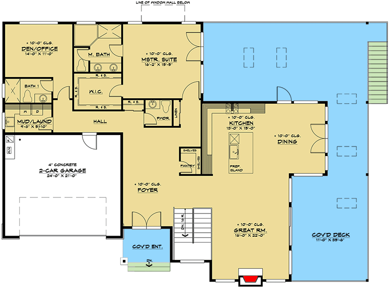Plan 666100RAF: Contemporary 3-Bed House Plan for the Side Sloping Lot - Floor Plan - Main Level - Contemporary, Modern, Northwest, Prairie