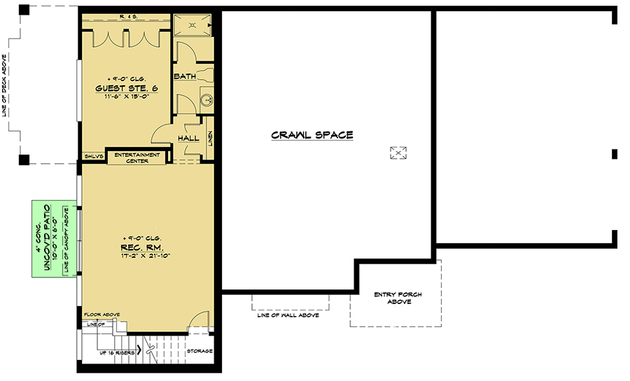 Plan 666101RAF: 2-story Contemporary Home Plan on a Side Sloping Lot with Lower-level Guest Suite  - Floor Plan - Lower Level - Contemporary, Modern, Northwest, Prairie
