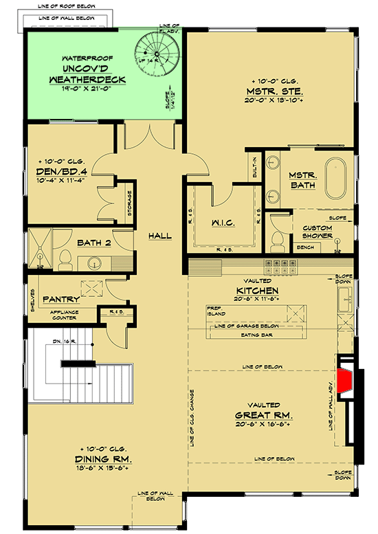 Plan 666102RAF: Two-story Contemporary Home Plan with Rooftop Deck - Floor Plan - 2nd Floor - Contemporary, Modern, Northwest