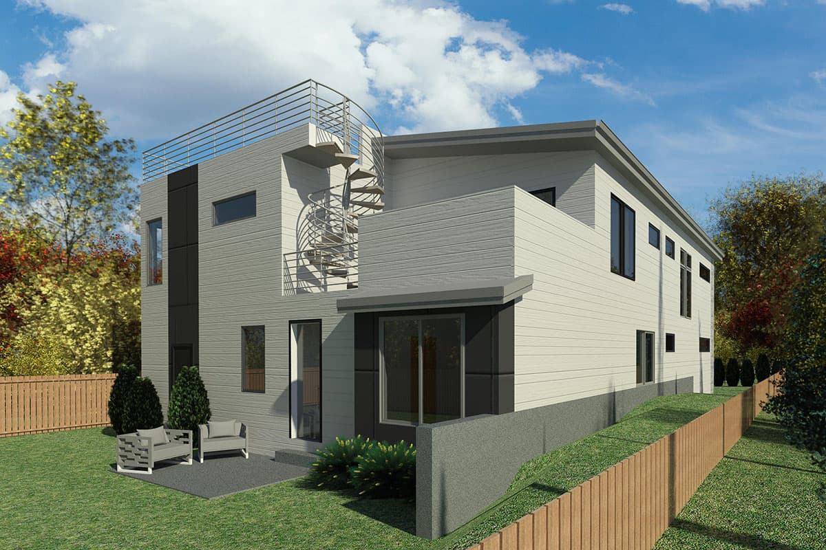 Plan 666102RAF: Two-story Contemporary Home Plan with Rooftop Deck - Image #4 - Contemporary, Modern, Northwest