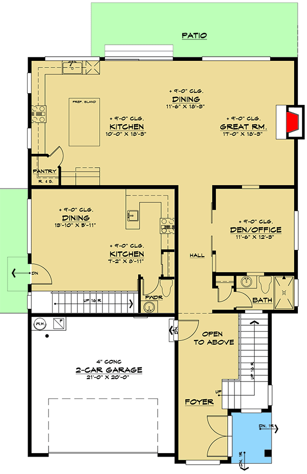 Plan 666104RAF: Modern Northwest House Plan with 2-Bed ADU and Third Floor Rec Room - Floor Plan - Main Level - Contemporary, Modern, Northwest