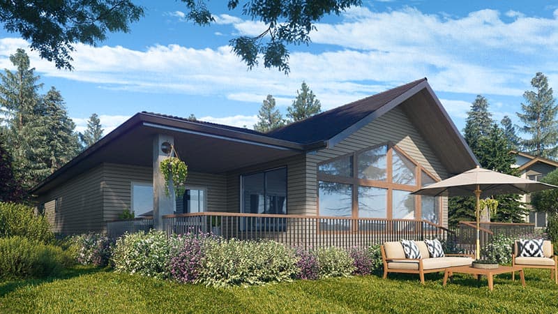 Plan 666105RAF: Modern Ranch House Plan with Partially-covered Deck - Image #4 - Northwest, Prairie, Ranch