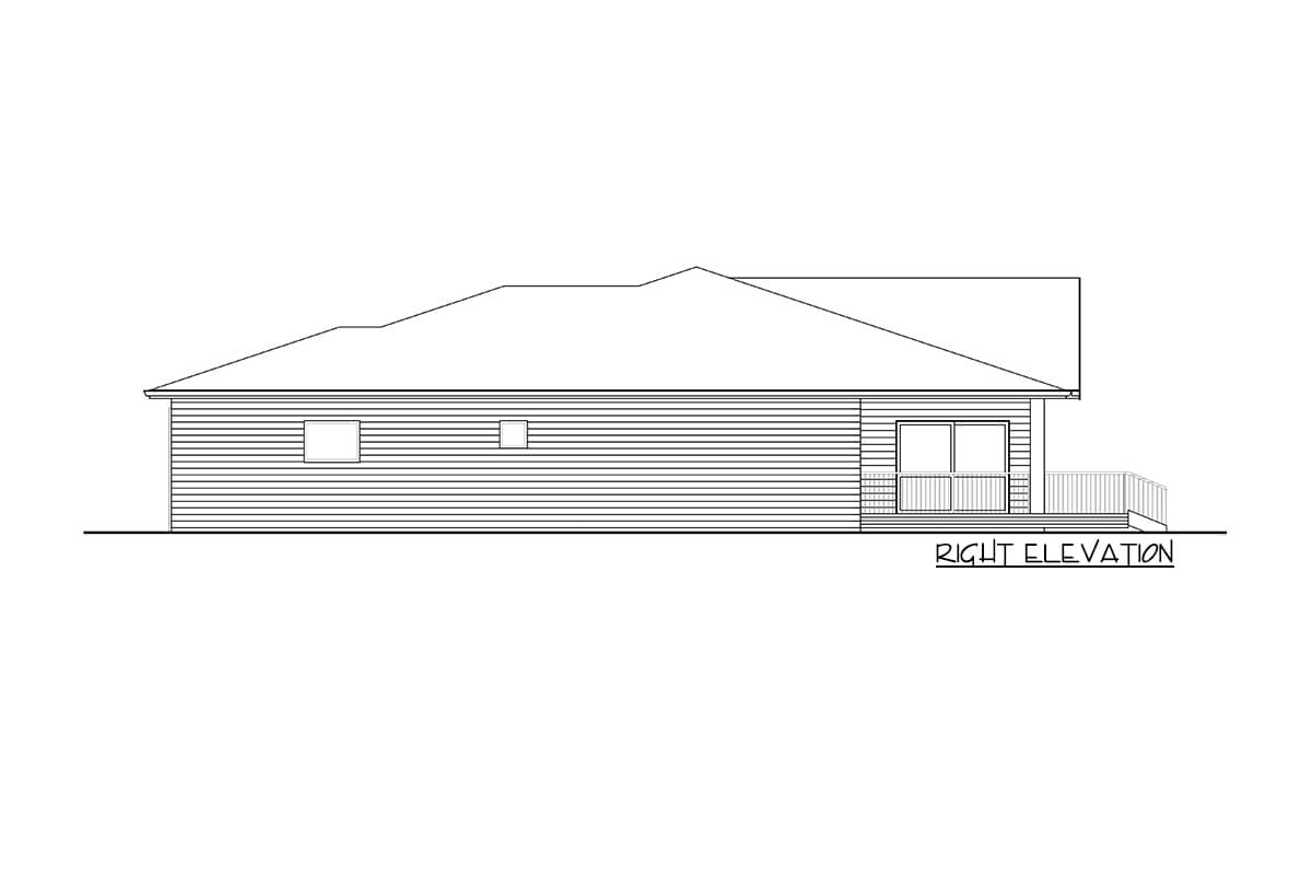Plan 666105RAF: Modern Ranch House Plan with Partially-covered Deck - Image #8 - Northwest, Prairie, Ranch
