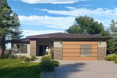 Modern Ranch House Plan with Partially-covered Deck