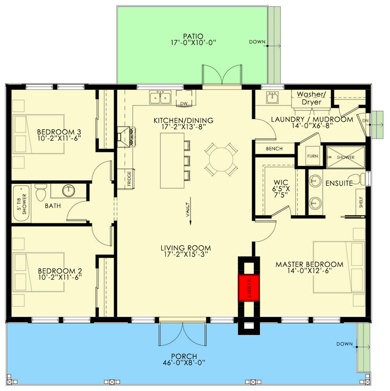Plan 270037AF: 3-Bed Modern Cottage Designed for Mountain or Water Views - Floor Plan - Main Level - Cabin, Cottage, Modern, Mountain, Vacation