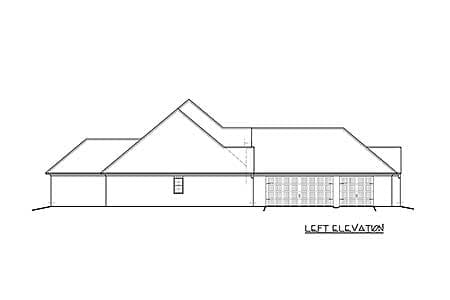 Left elevation house plan drawing shows a single-story home with gabled rooflines and a double garage.