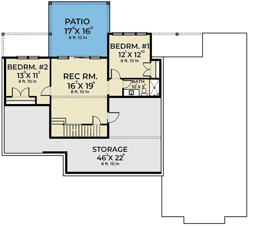 Plan 280114JWD: Modern Ranch House Plan with 1-Bed Apartment - Floor Plan - Lower Level - Contemporary, New American, Ranch
