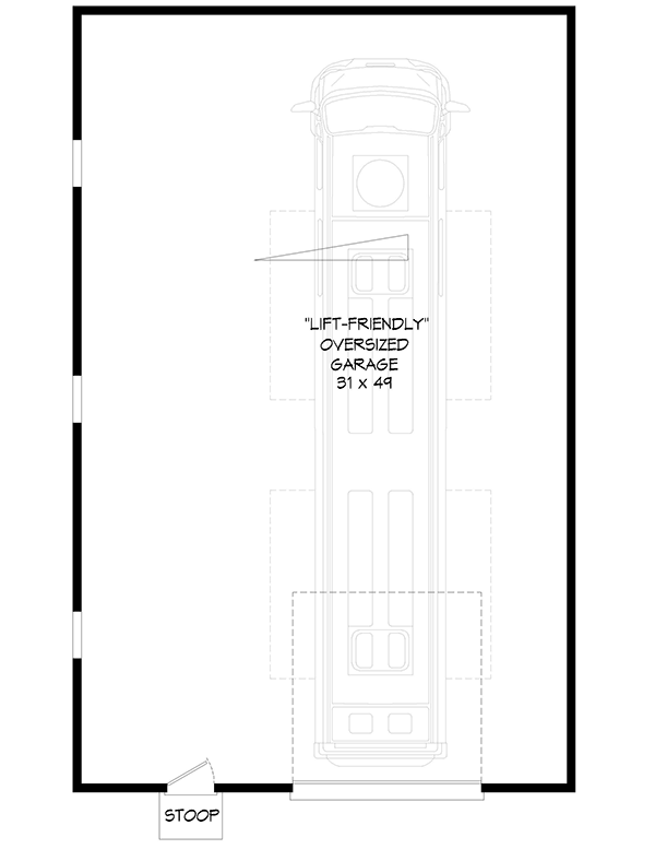 Plan 68711VR: RV and Lift-friendly Detached Garage Plan - Floor Plan - Main Level