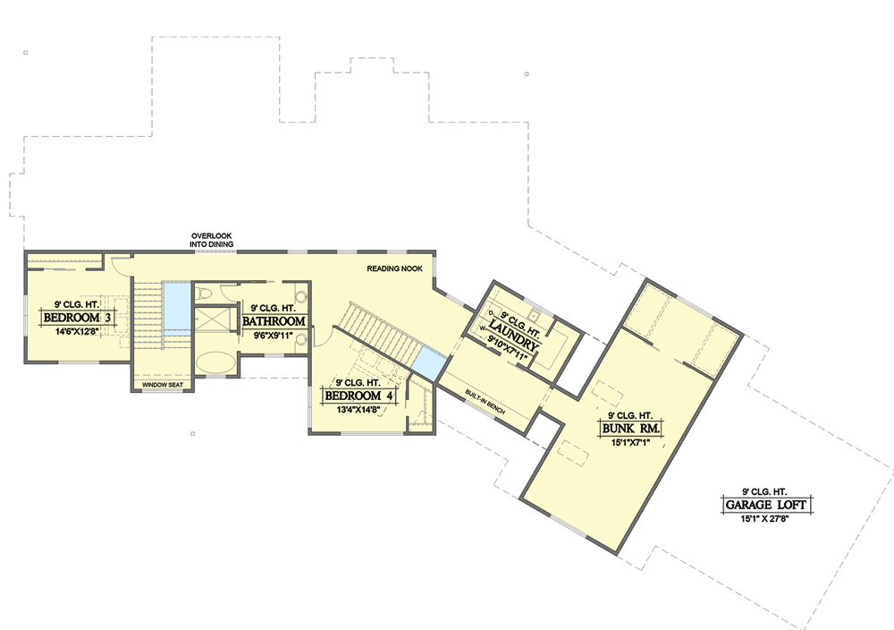 Plan 365007PED: Multi-gabled Modern Farmhouse Plan with Angled 4-car Garage and School Room - Floor Plan - 2nd Floor - Country, Farmhouse, Modern Farmhouse, New American