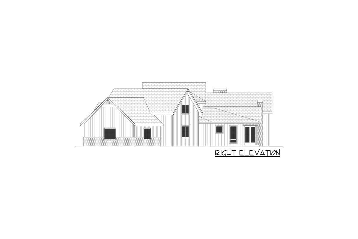 Plan 365007PED: Multi-gabled Modern Farmhouse Plan with Angled 4-car Garage and School Room - Image #6 - Country, Farmhouse, Modern Farmhouse, New American