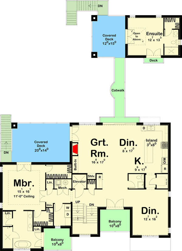 Plan 62962DJ: Amazing 3-story Coastal Living Home Plan with 2 Lanais and 3 Balconies - Floor Plan - First Floor - Beach, Coastal, Southern, Vacation