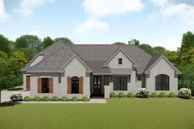 4-Bed New American Ranch Plan with Media Room