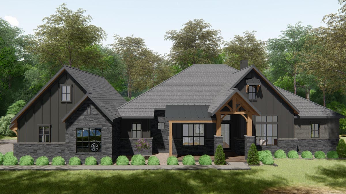 Plan 25418TF: One-Level New American Craftsman Home Plan with Home Office and Media Room - Image #13 - Craftsman, New American, Ranch