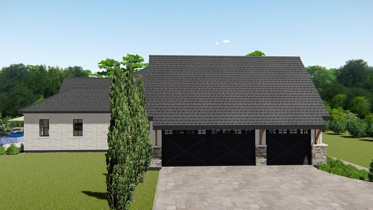 Plan 25418TF: One-Level New American Craftsman Home Plan with Home Office and Media Room - Image #5 - Craftsman, New American, Ranch