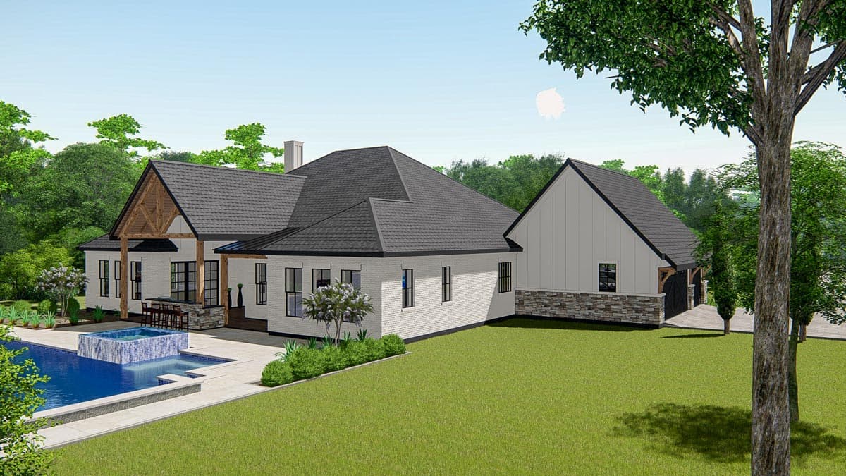 Plan 25418TF: One-Level New American Craftsman Home Plan with Home Office and Media Room - Image #6 - Craftsman, New American, Ranch