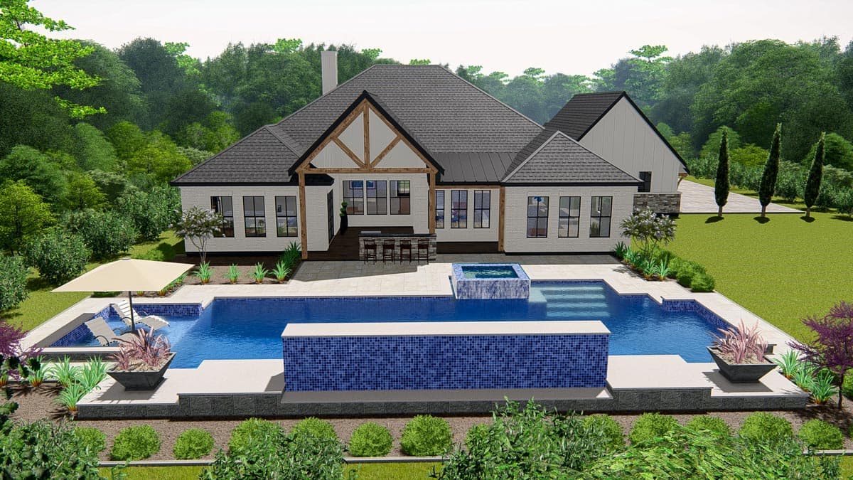 Plan 25418TF: One-Level New American Craftsman Home Plan with Home Office and Media Room - Image #8 - Craftsman, New American, Ranch