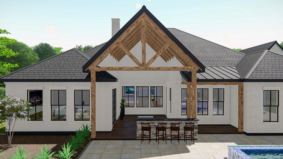 Plan 25418TF: One-Level New American Craftsman Home Plan with Home Office and Media Room - Image #12 - Craftsman, New American, Ranch