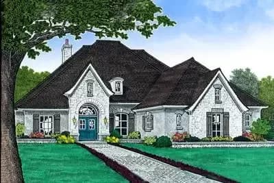 French Country Home Plan with Playroom - 3230 Sq Ft