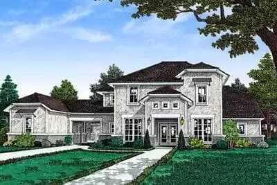 Traditional Two-story Home Plan with Porte Cochere
