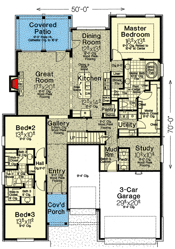 Plan 48599FM: Spectacular Hill Country Home Plan with Bonus Room Upstairs - Floor Plan - Main Level - Craftsman, Hill Country