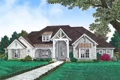 One-level Hill Country House Plan with Safe Room