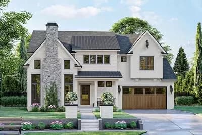 3-Bed Modern Cottage House Plan with 2-Story Foyer and Family Room